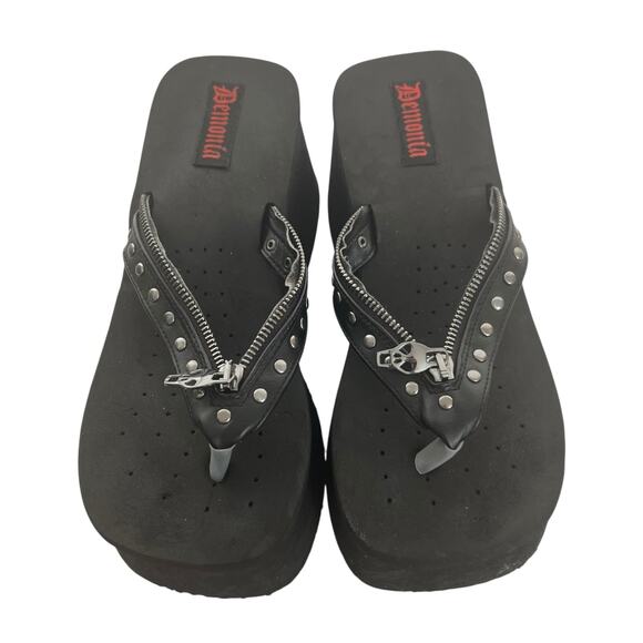 Demonia FUNN-33 Platform Black Sandals - Picture 2 of 14